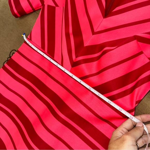 Banana Republic Striped Red/Pink Cocktail V Neck Dress Size 0 - Picture 14 of 15